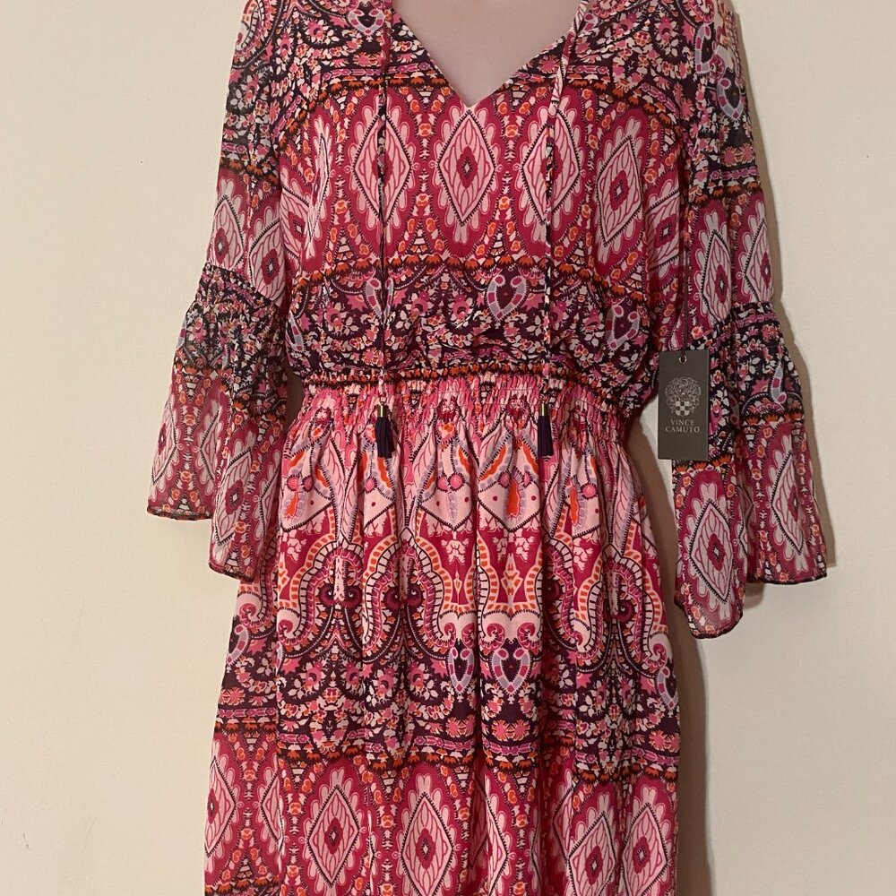 Vince Camuto colorful long sleeve minidress